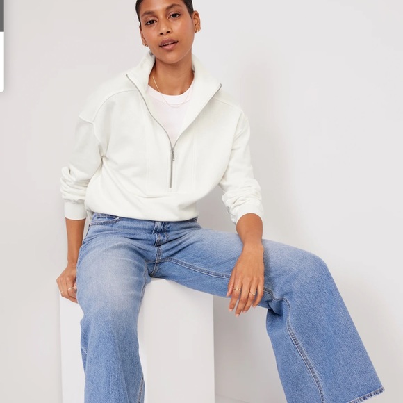 NWT OLD NAVY Oversized Half-Zip Pullover Tunic  Color: Sea Salt Top Mock - Picture 4 of 5